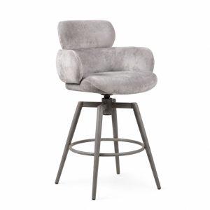 Apollo Counter Stool in Beige with padded seat, powder-coated legs and footrest